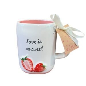 Rae Dunn Strawberry White and Pink Mug. Love is so sweet. NWT